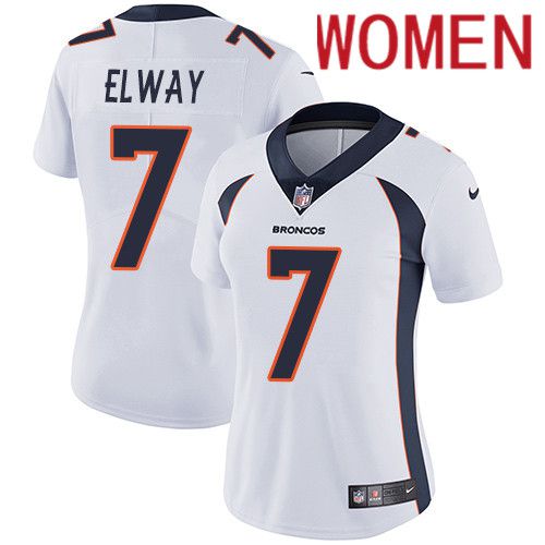 Women Denver Broncos 7 John Elway White Nike Vapor Limited NFL Jersey